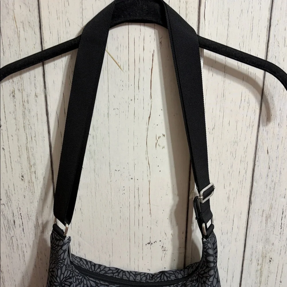 Baggallini Chic Black and Gray Floral Shoulder Bag